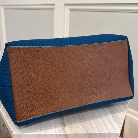 Coach Bag Canvas and Leather Trimmed Blue and Brown Tote - Picture 9 of 17